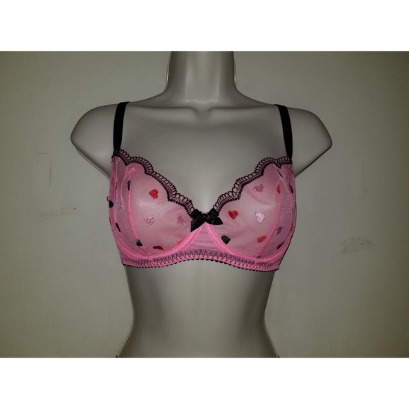 Agent Provocateur Conny Plunge Bra pink with hearts NWT